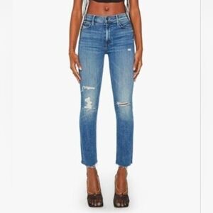 MOTHER The Mid Rise Dazzler Ankle Fray Jeans in Weekend Warrior Wash Size 26